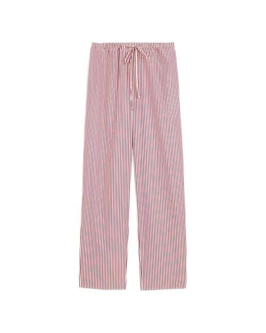 AMI Pink Cotton Elasticated Striped Trousers