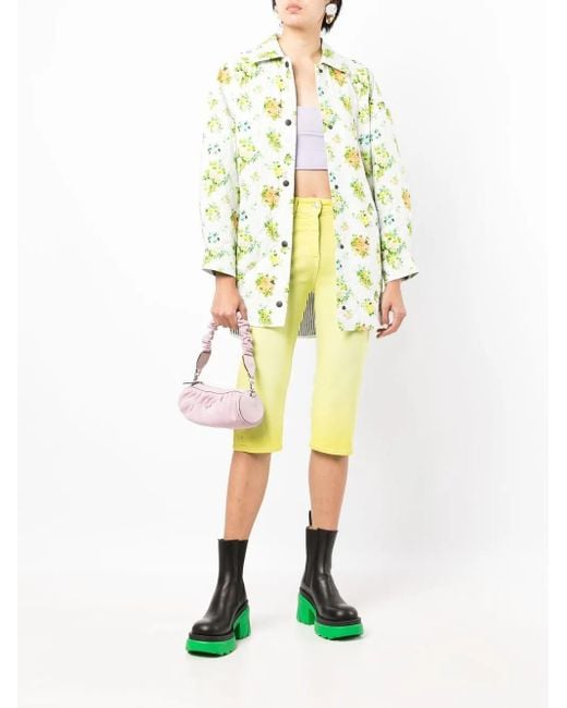 MSGM Yellow Mid-Rise Cropped Trousers
