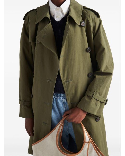 Prada Green Double-breasted Belted Trench Coat
