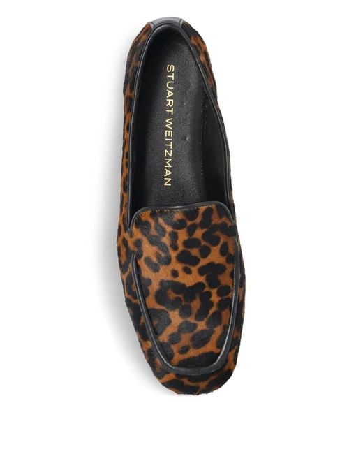 Stuart Weitzman Black Lee Leopard-Print Loafers