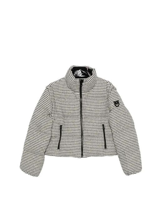 Pinko Gray Houndstooth-Pattern Padded Jacket