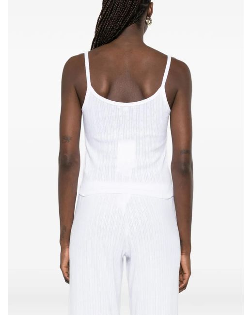 Sporty & Rich White Pointelle-Knit Camisole Top
