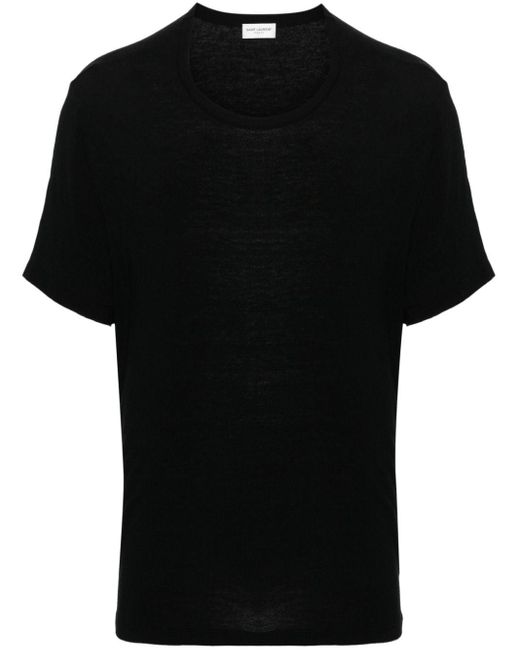 T-shirt nervuré à encolure ras du cou Saint Laurent pour homme en coloris Black