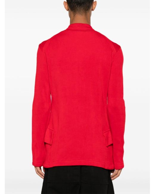 Yohji Yamamoto Red Ribbed-knit Cotton Cardigan for men