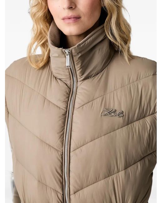 Karl Lagerfeld Natural Quilted Drawstring Gilet