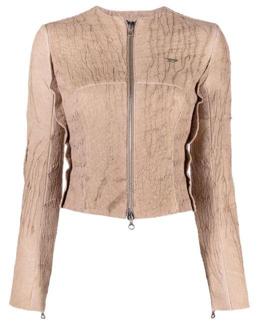 DIESEL Natural L-Crack Leather Jacket