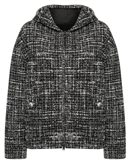 Valentino Garavani Black Hooded Tweed Jacket