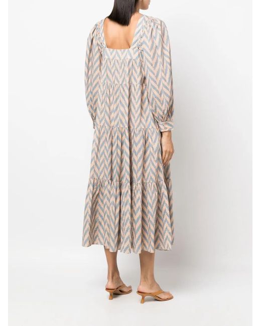 Ulla Johnson Natural Georgina Chevron-Print Tiered Dress