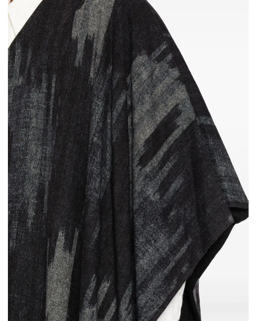 Yohji Yamamoto Black Graphic-Print Textured Asymmetric Vest for men