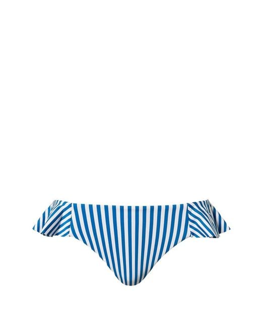 Twinset Blue Striped Jacquard Brazilian Bikini Bottoms