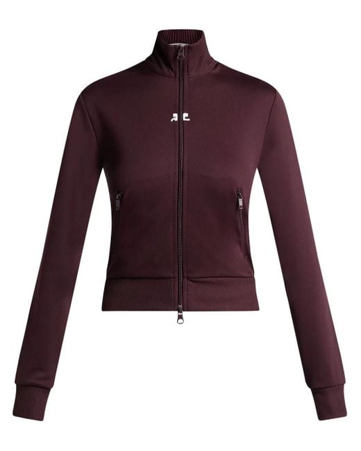 Courreges Purple High-Neck Zip-Up Sweatshirt