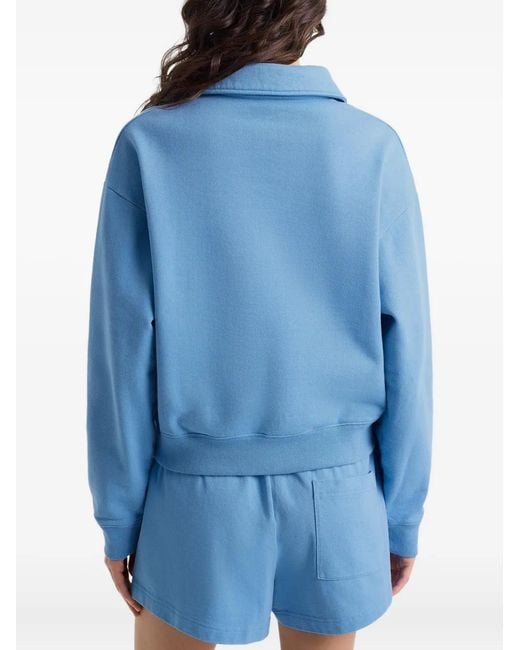 Sporty & Rich Blue Wellness Club Embroidered Polo Neck Top