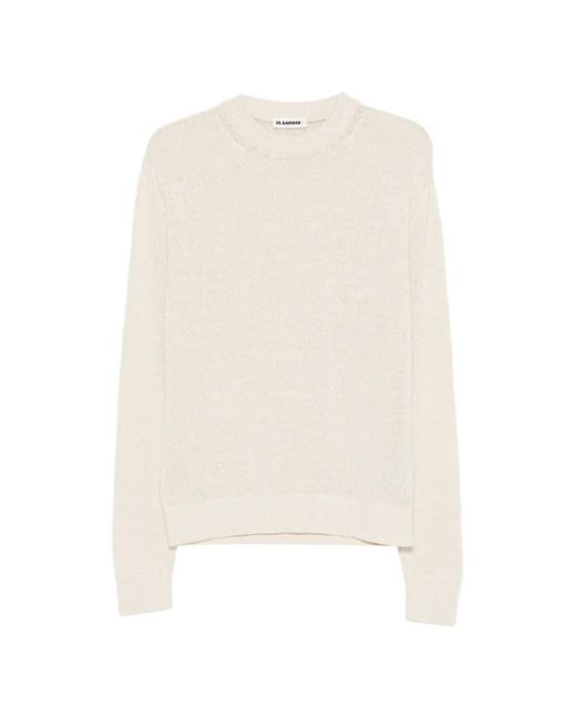 Jil Sander White Cre-Neck Sweater