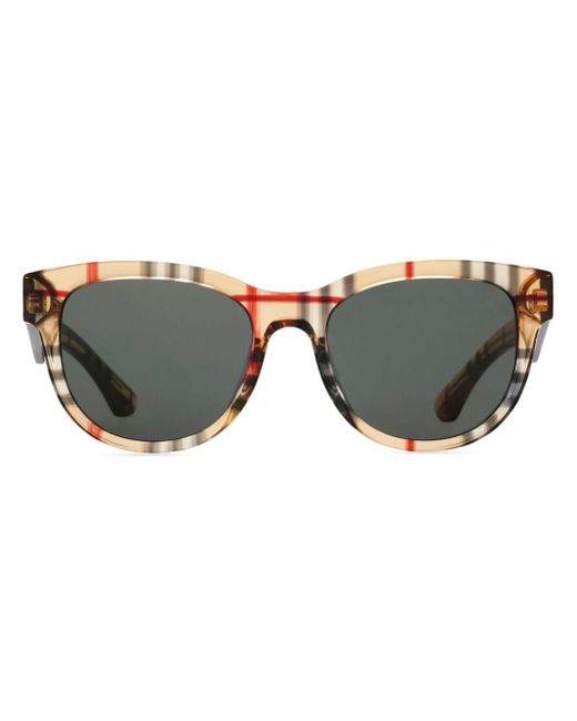 Burberry Gray Vintage Check Round-frame Sunglasses
