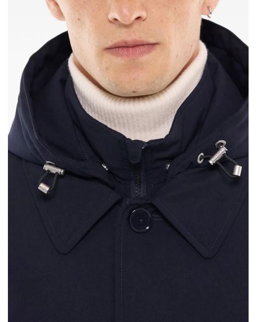 Fursac Blue Hooded Button-Up Parka for men