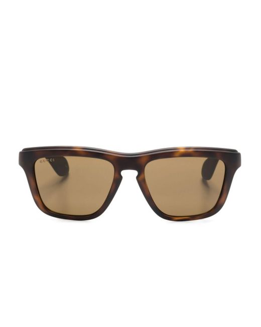 Gucci Natural Cut-out Logo Rectangle-frame Sunglasses for men