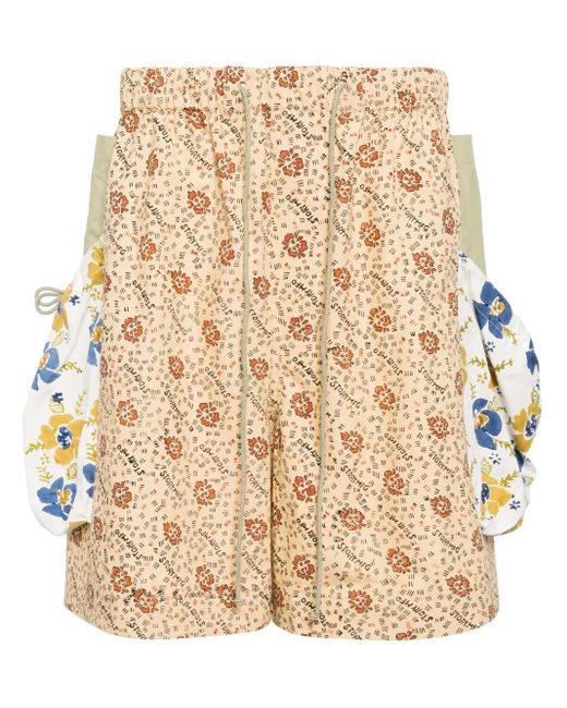 STORY mfg. Natural Contrast Floral-Print Organic Cotton Shorts for men