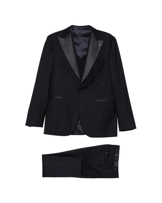Tagliatore Black Shawl Collar Single-Breasted Suit (Set Of Three) for men