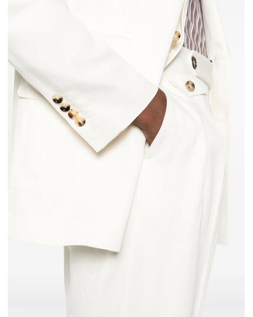 Brunello Cucinelli White Double-Breasted Suit for men