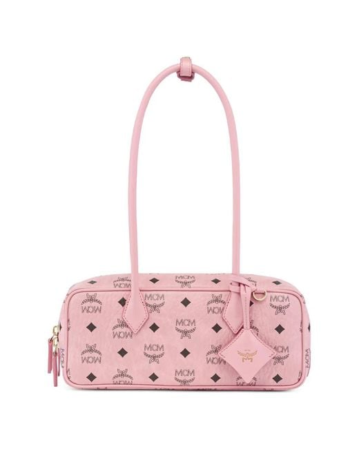 MCM Pink Aren Visetos Shoulder Bag