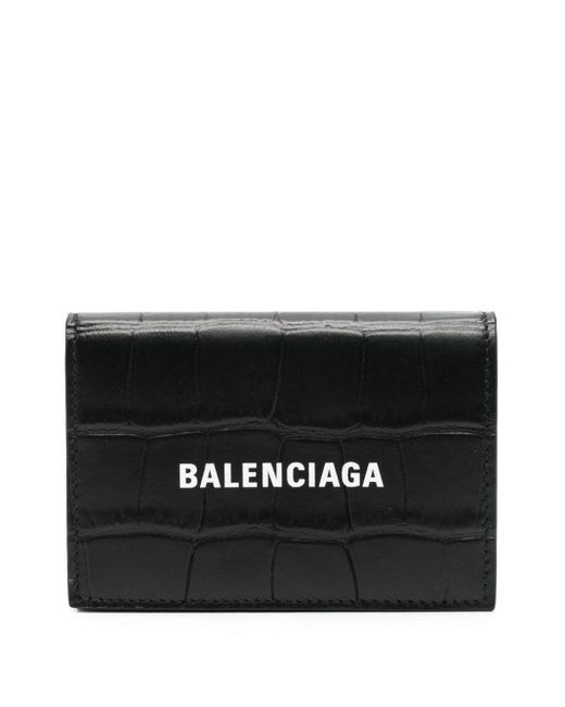 Balenciaga Black Logo-print Leather Wallet for men