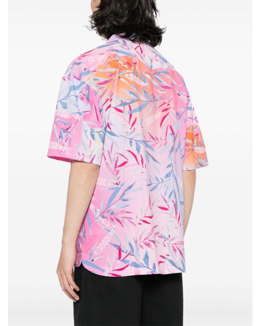 HUGO Pink Beach Tropical-print Shirt for men