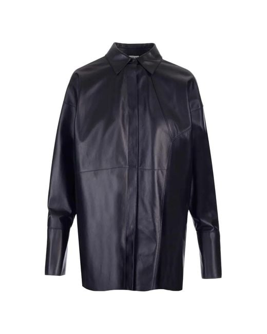 Loewe Blue Panelled Leather Shirt