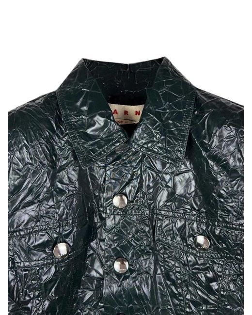 Marni Blue Button-Up Fitted Jacket