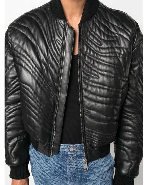 Roberto Cavalli Leren Bomberjack in het Black voor heren