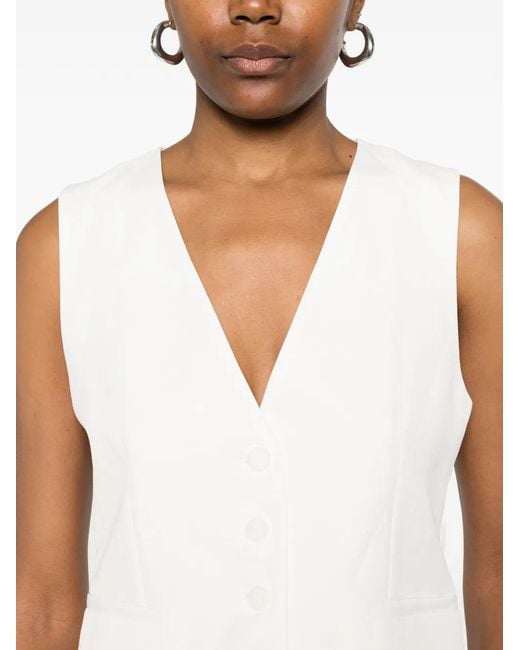 P.A.R.O.S.H. White V-Neck Button Jacket