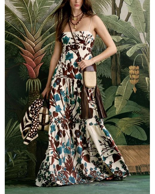 Johanna Ortiz White Simbólico Floral-Pattern Maxi Dress