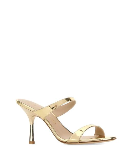 Stuart Weitzman Metallic-Effect Double-Strap Sandals