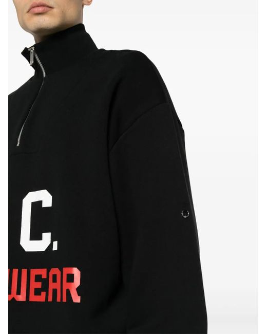 Gcds Black Half-Zip Sweatshirt for men