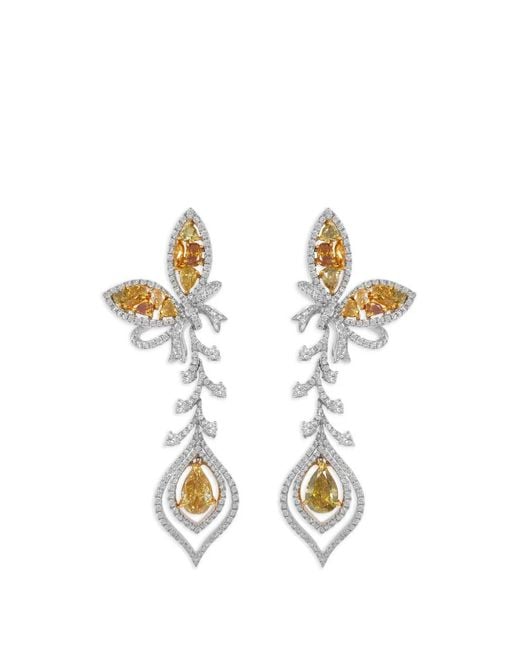 HYT Jewelry White Butterfly Diamond Drop Earrings