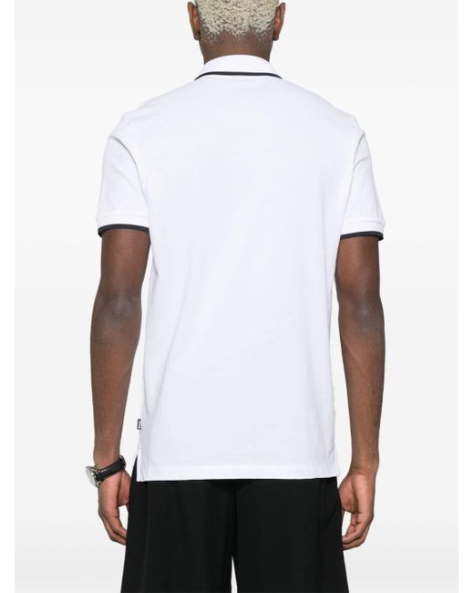 Boss White Logo-rubberised Cotton Polo Shirt for men