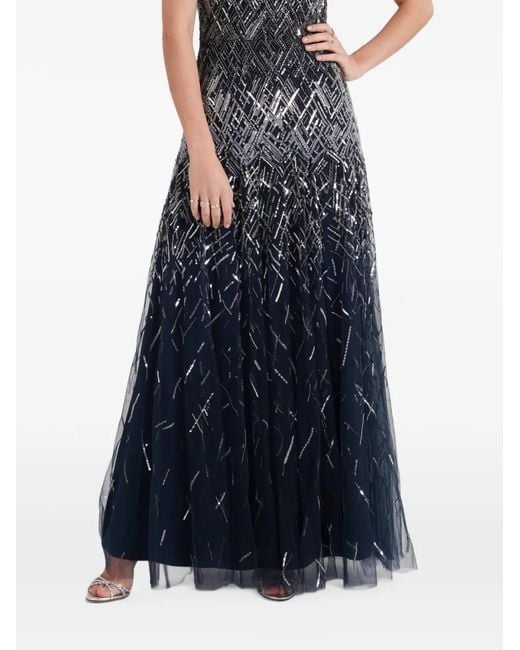 Temperley London Blue Sequin-Embellished Gown