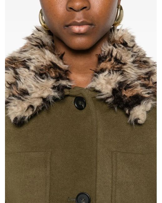 Abrigo Con Cuello De Pelo Artificial MSGM de color Green