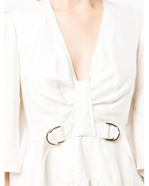 Acler White Double-Belt Flared Dress