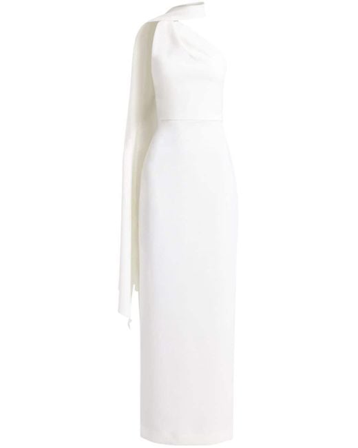 Solace London White Demi One-shoulder Maxi Dress