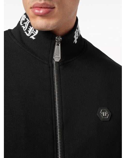 Philipp Plein Black Embroidered Bomber Jacket for men