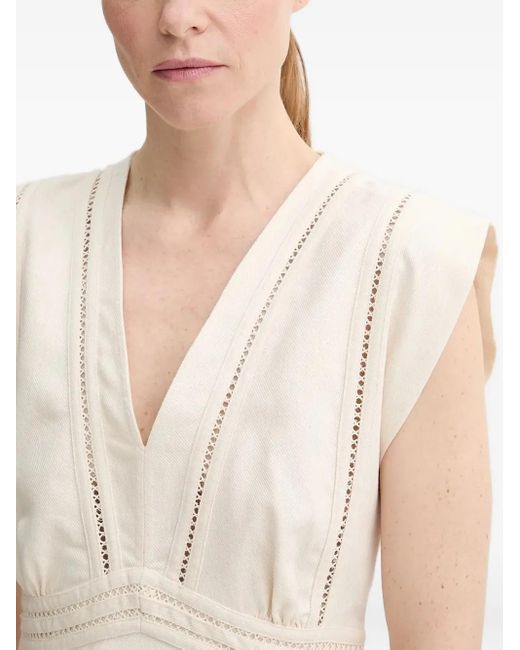 Ba&sh White V-Neck Eyelet-Trimmed Mini Dress