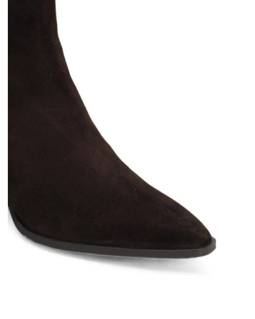 Lola Cruz Black Pointed-Toe Suede Ankle Boots