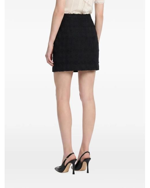 Alessandra Rich Black Bouclé-Knit Mini Skirt