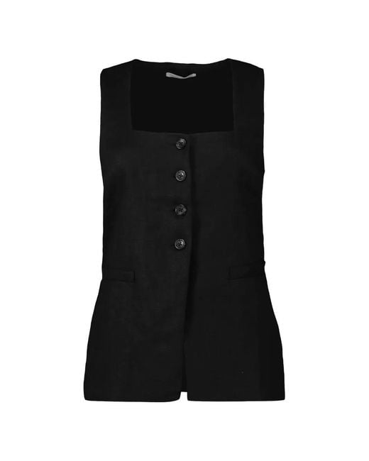 Faithfull The Brand Black Jackie Button-Up Waistcoat