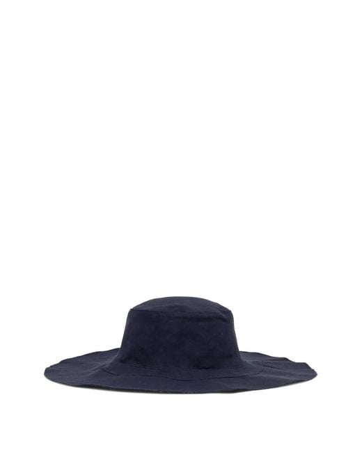 Vilebrequin Blue Frayed-Edge Wide-Brim Hat