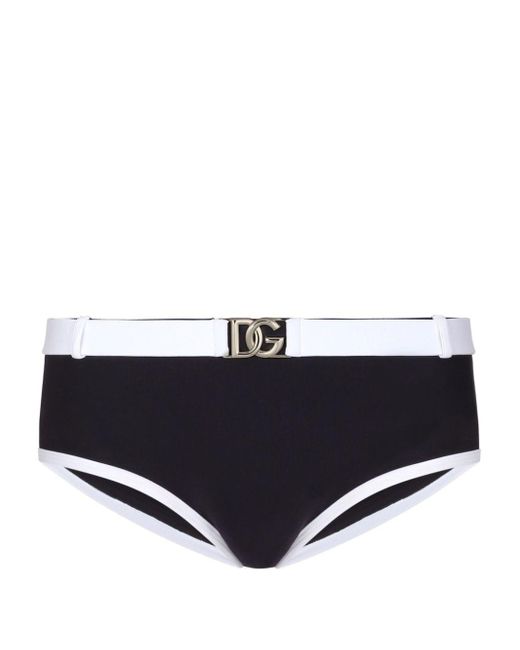 Dolce & Gabbana Black David Logo-buckle Swimming Trunks for men