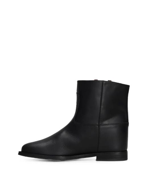 Via Roma 15 Black Logo-Plaque Inner-Wedge-Heel Ankle Boots