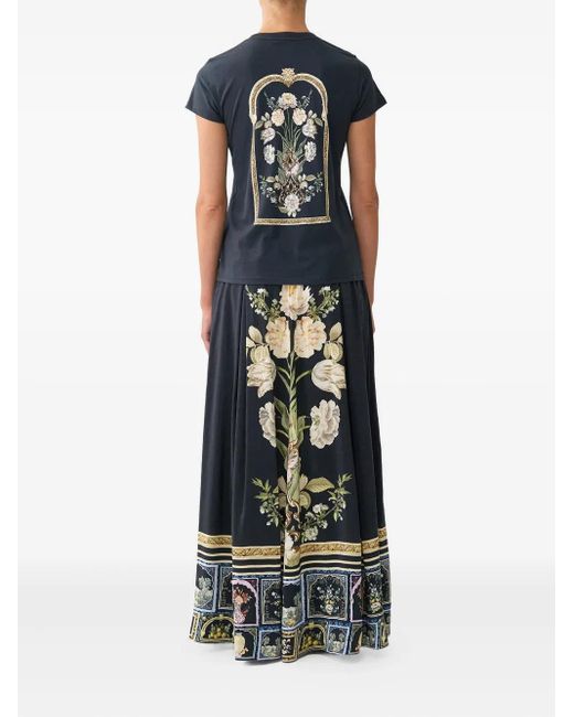 Camilla Black Round-Neck Ottoman Elegance T-Shirt