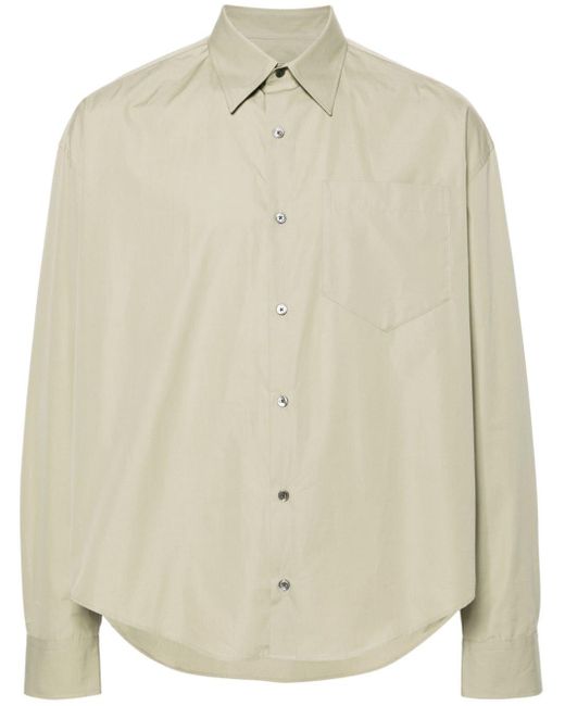 AMI Natural Straight-collar Cotton Shirt