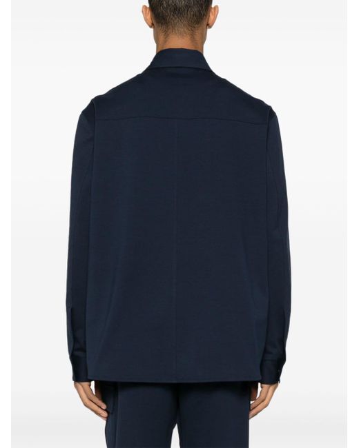 Giacca-camicia con placca logo di Dolce & Gabbana in Blue da Uomo